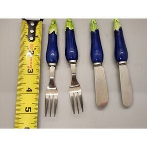 4 piece CHEESE/BUTTER/DIP SPREADER KNIVES W/ Matching Hors D'oeuvre Fork Japan